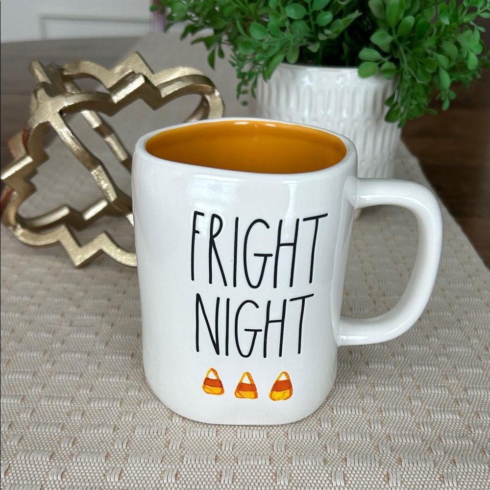 Rae Dunn Fright Night Mug - White with Orange Interior